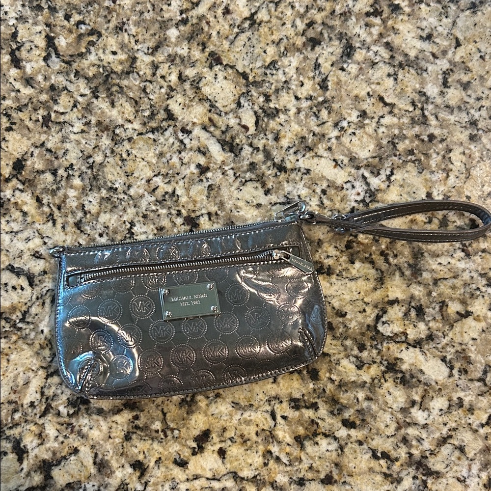 Michael Kors Metallic Silver Wristlet
